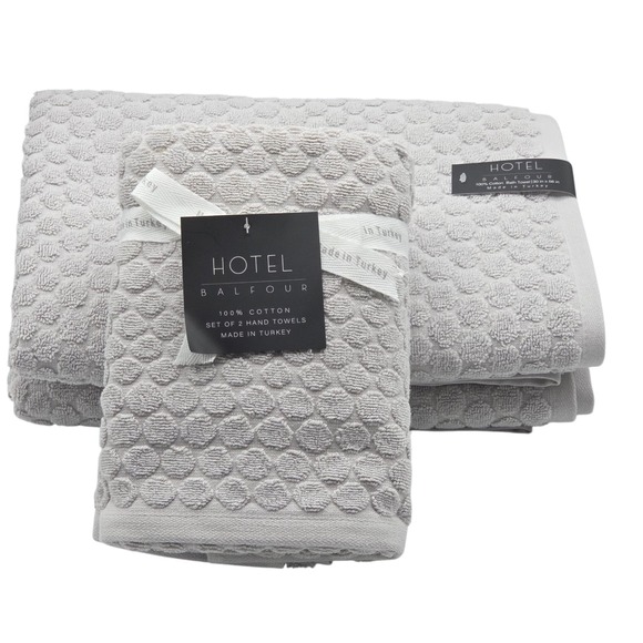 Hotel Balfour 4pc Turkish Cotton Towels Set Foggy Gray 2 Bath 2 Hand Embossed - Picture 4 of 13